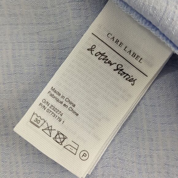 & Other Stories Belted Kimono Wrap Midi Textured Dress Light Blue sz 4 - Picture 9 of 15